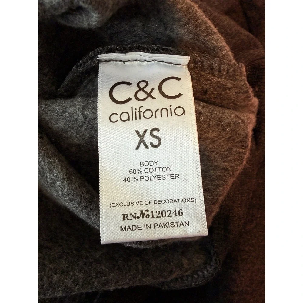 C &‎ C California Grey "J'Adore" sweatshirt Crewneck Women's XS - Picture 5 of 6